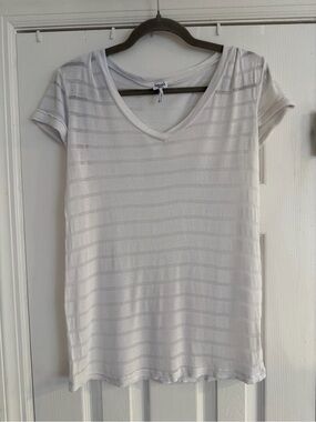 Early 2010s Splendid Made in USA Sheer Stripe V-Neck Tee